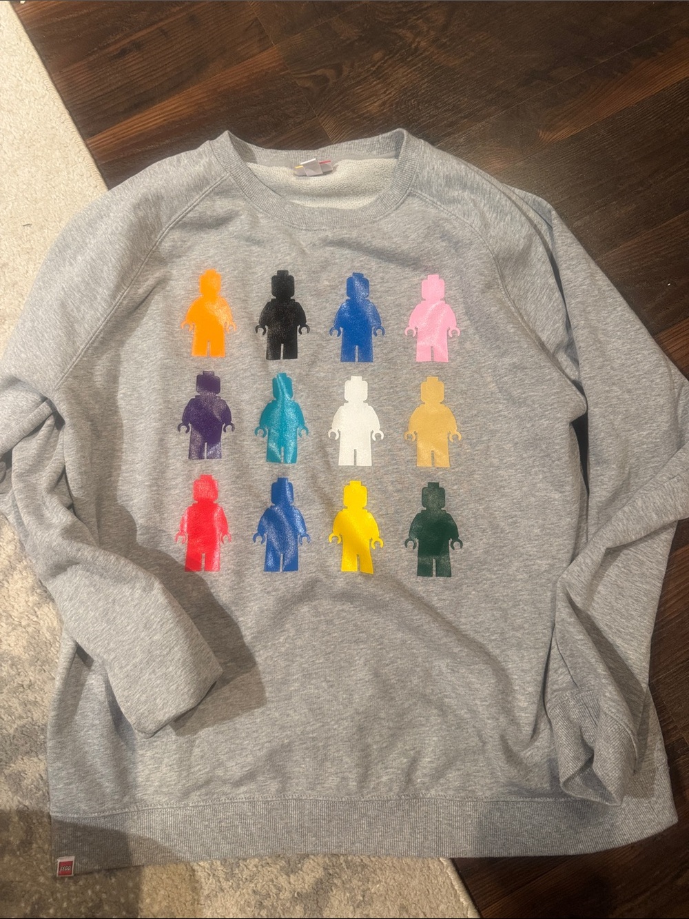 Lego Gray Sweatshirt with Multicolor Toy-Figure Grid Size Large